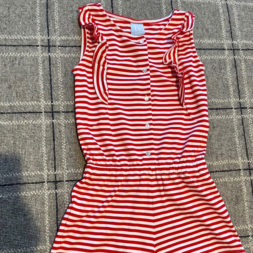 Bella Bliss Red & White Pima Cotton Romper Size 8